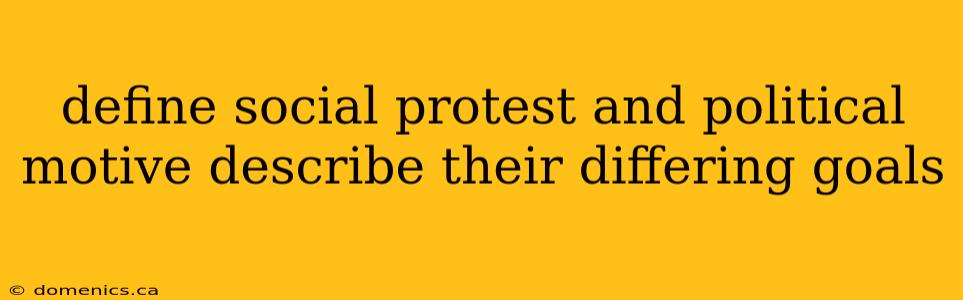 define social protest and political motive describe their differing goals