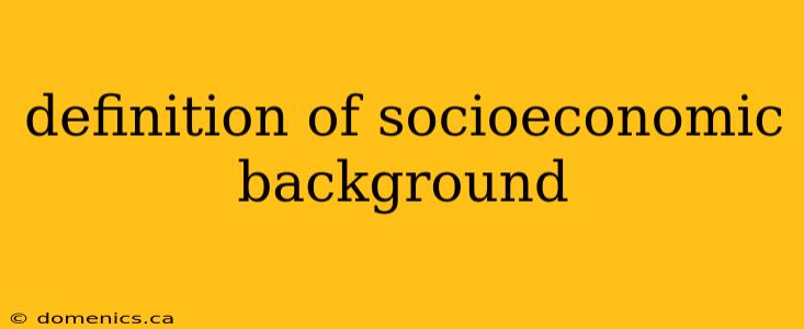 definition of socioeconomic background