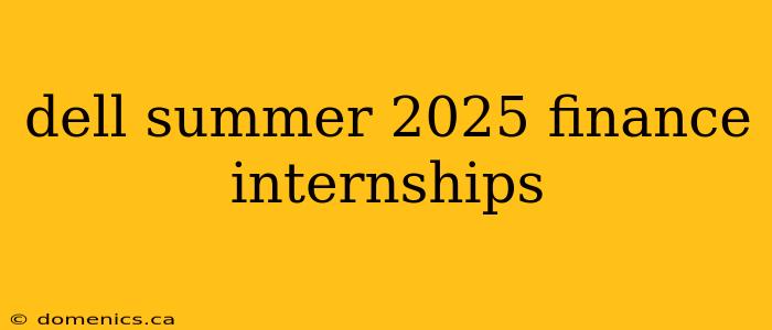 dell summer 2025 finance internships