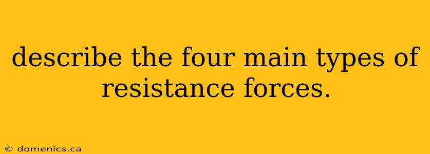 describe the four main types of resistance forces.