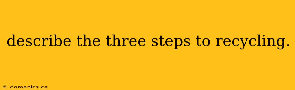 describe the three steps to recycling.