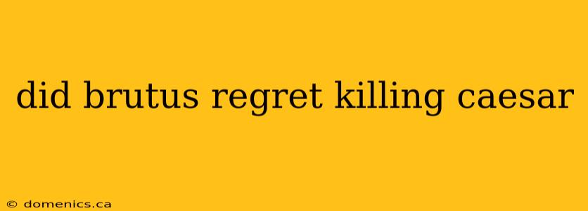 did brutus regret killing caesar