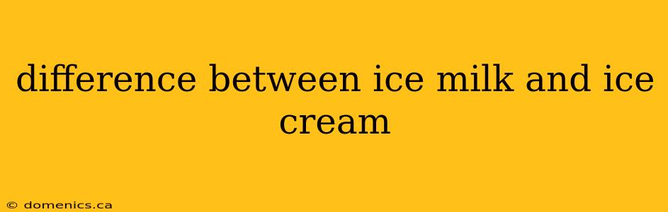 difference between ice milk and ice cream