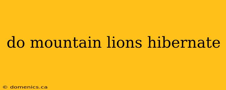 do mountain lions hibernate