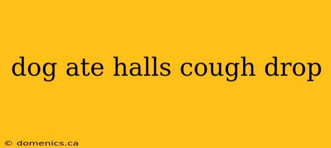 dog ate halls cough drop