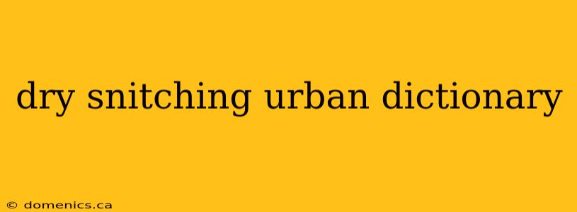 dry snitching urban dictionary