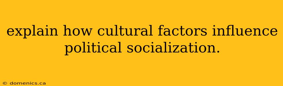 explain how cultural factors influence political socialization.