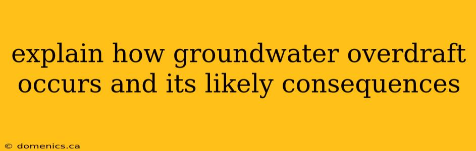 explain how groundwater overdraft occurs and its likely consequences