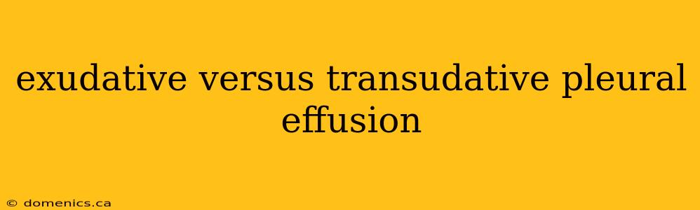 exudative versus transudative pleural effusion