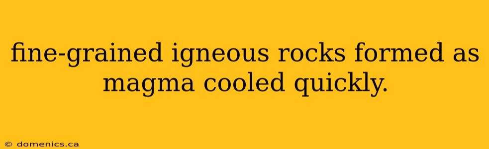 fine-grained igneous rocks formed as magma cooled quickly.