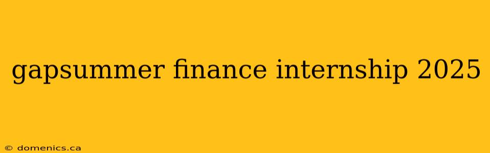 gapsummer finance internship 2025