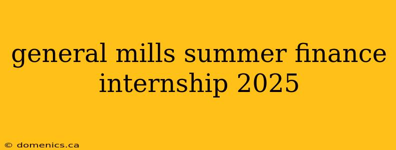 general mills summer finance internship 2025