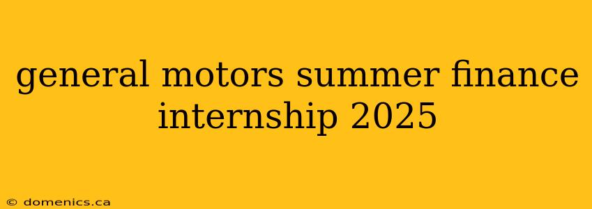 general motors summer finance internship 2025