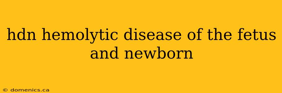 hdn hemolytic disease of the fetus and newborn