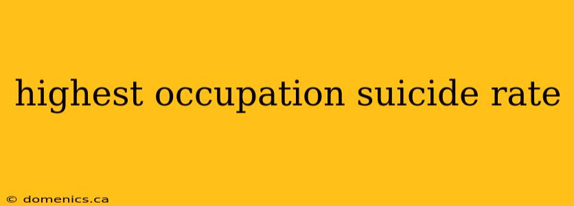 highest occupation suicide rate