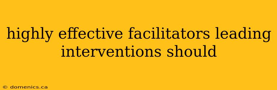 highly effective facilitators leading interventions should