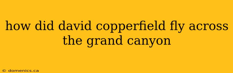 how did david copperfield fly across the grand canyon