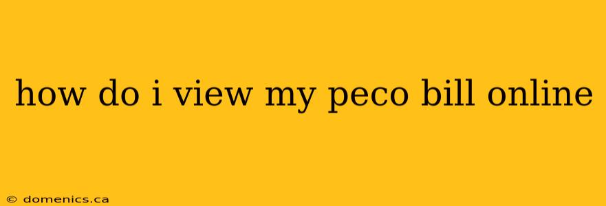 how do i view my peco bill online