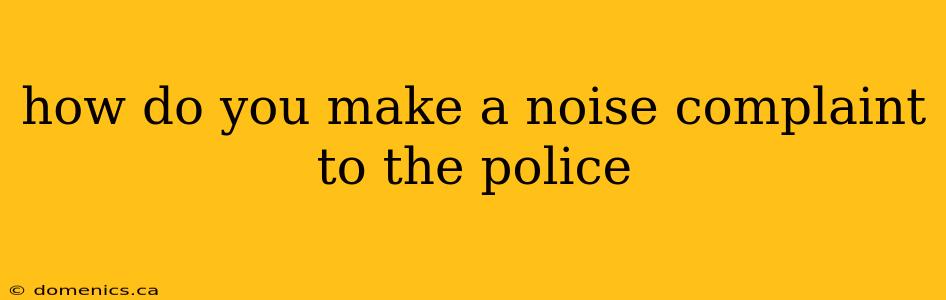 how do you make a noise complaint to the police