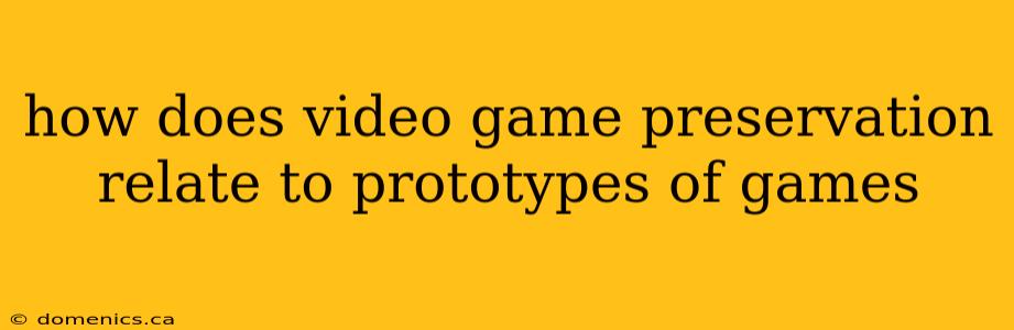 how does video game preservation relate to prototypes of games