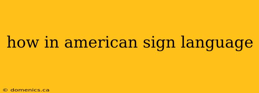 how in american sign language