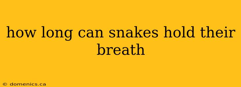 how long can snakes hold their breath