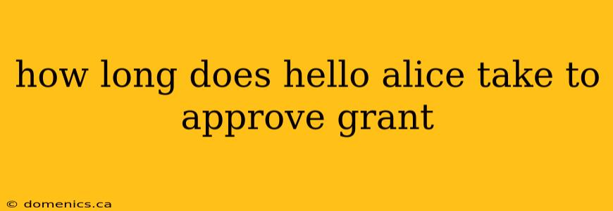 how long does hello alice take to approve grant