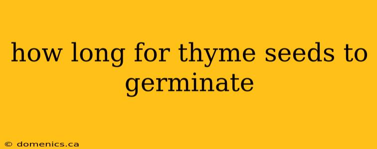 how long for thyme seeds to germinate