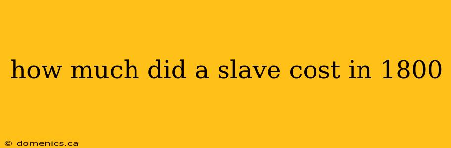 how much did a slave cost in 1800