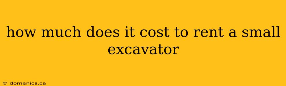 how much does it cost to rent a small excavator