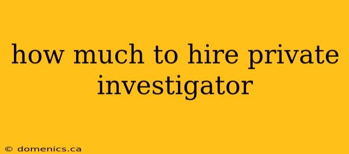 how much to hire private investigator