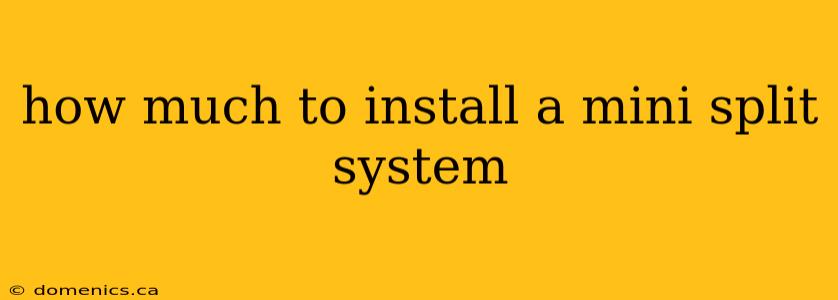 how much to install a mini split system