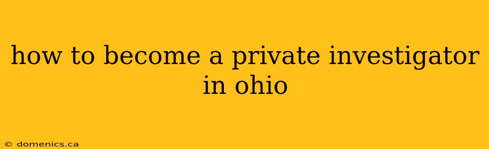 how to become a private investigator in ohio