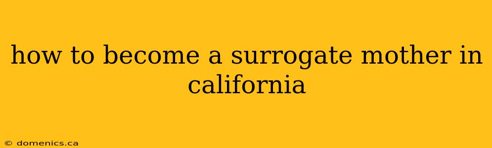 how to become a surrogate mother in california