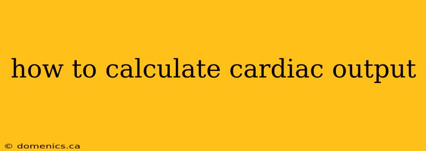 how to calculate cardiac output