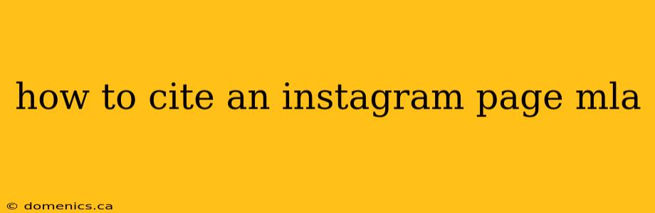 how to cite an instagram page mla