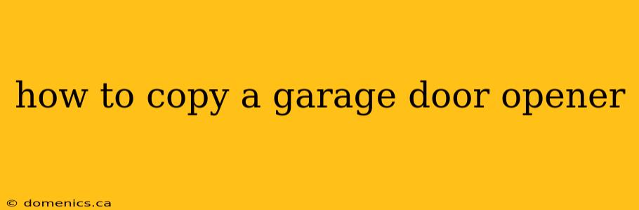 how to copy a garage door opener