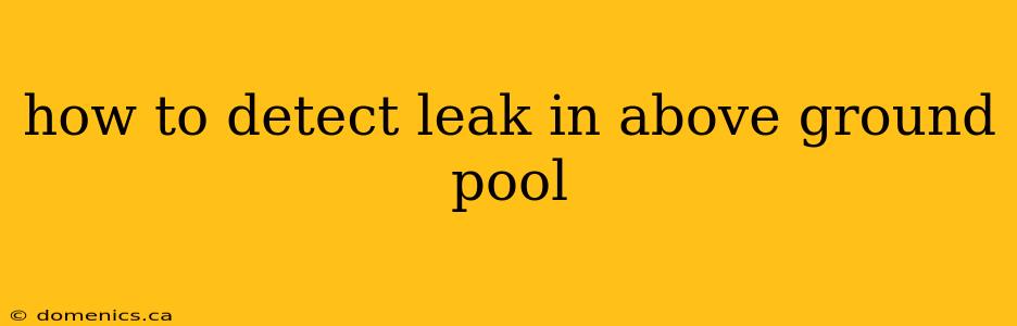 how to detect leak in above ground pool