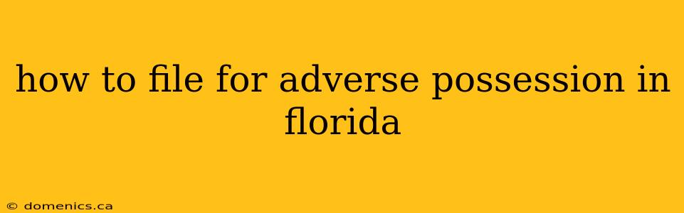 how to file for adverse possession in florida