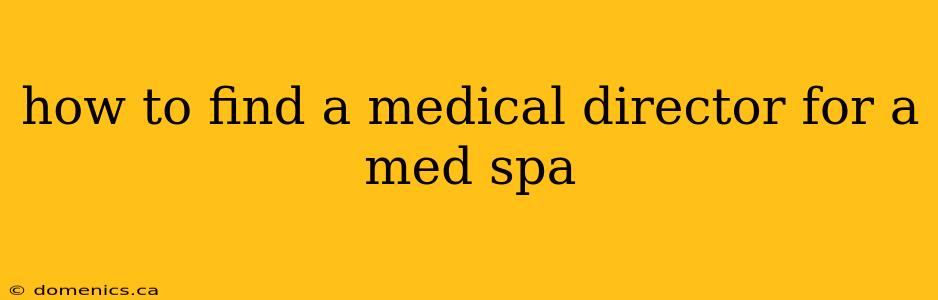 how to find a medical director for a med spa