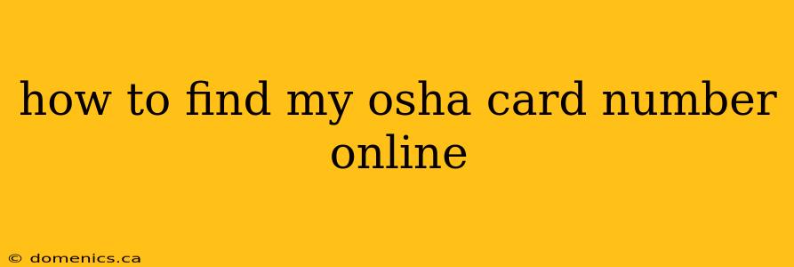 how to find my osha card number online