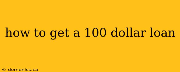 how to get a 100 dollar loan