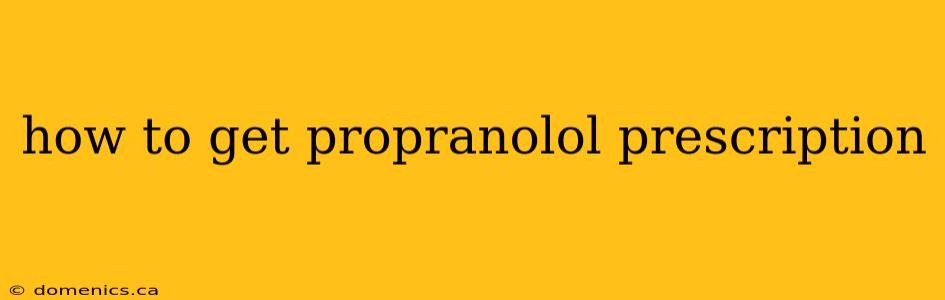 how to get propranolol prescription