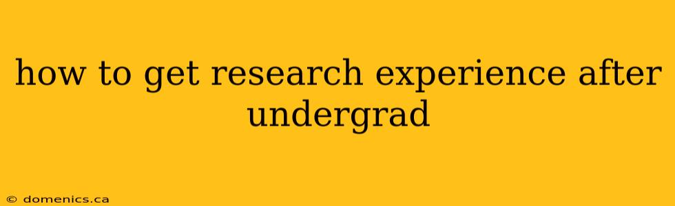 how to get research experience after undergrad