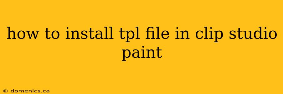 how to install tpl file in clip studio paint