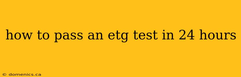 how to pass an etg test in 24 hours