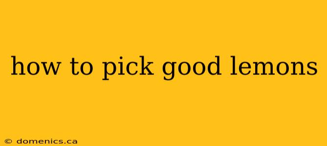 how to pick good lemons