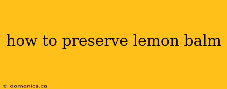 how to preserve lemon balm