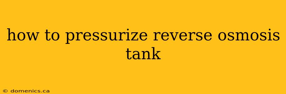 how to pressurize reverse osmosis tank