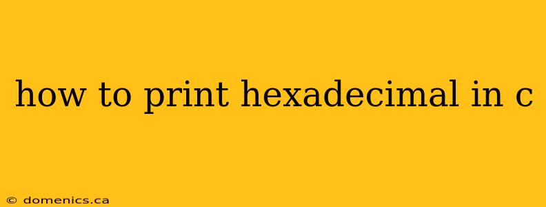 how to print hexadecimal in c